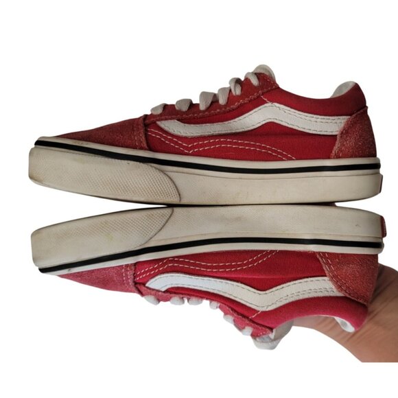 Vans Kids Red & White Old Skool Sneakers Size 12 - Picture 2 of 6